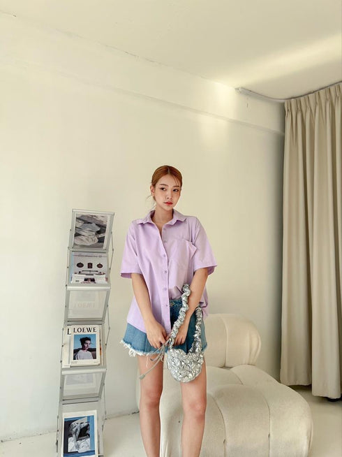 WANWAN Half Sleeve  Collar Shirt